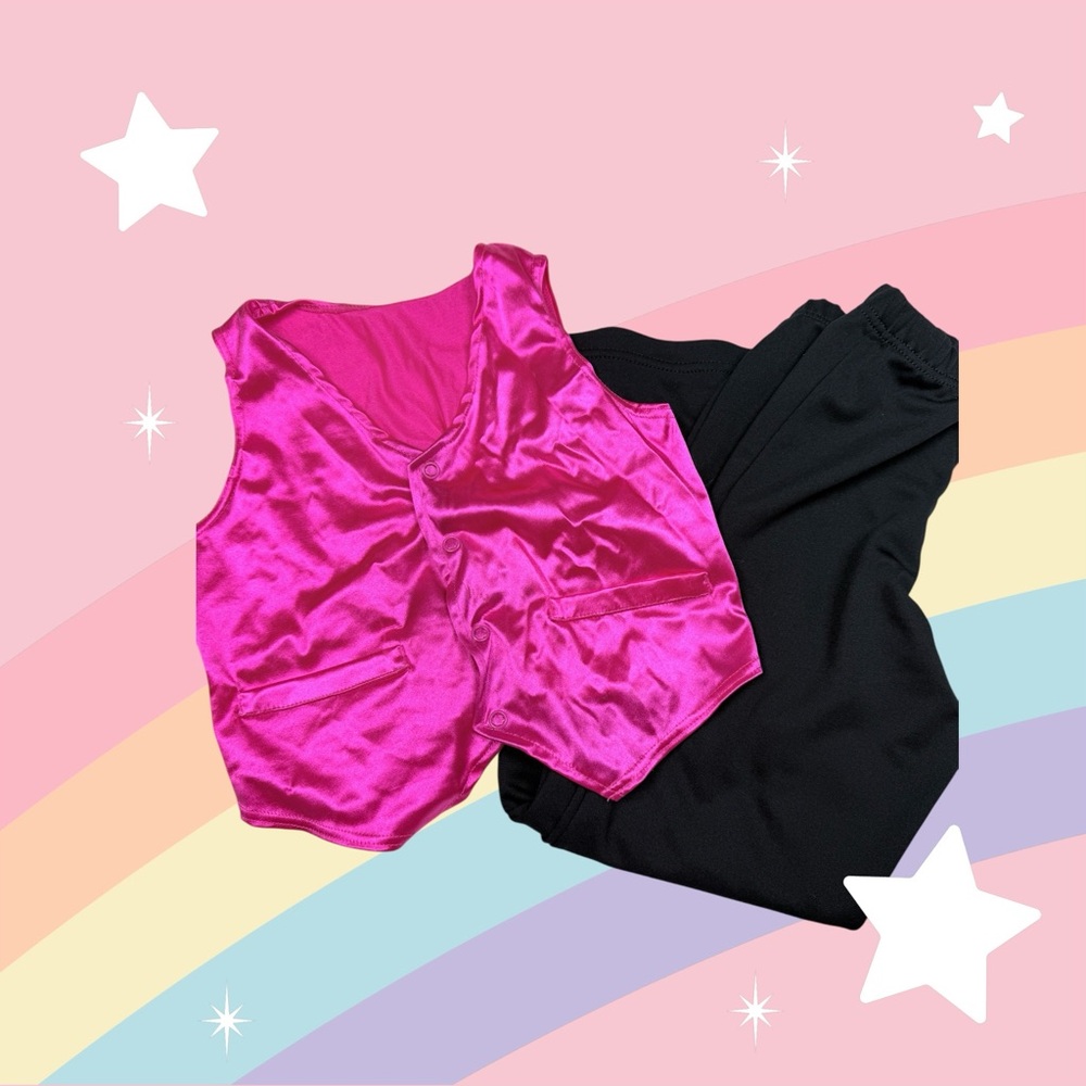 Weissman Fuchsia Vest and Black Pants Dance Set